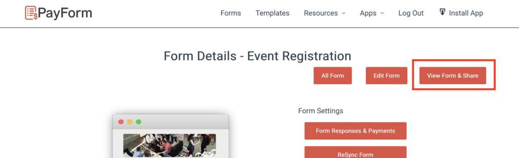 Share your Form - PayForm